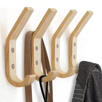 2/4 pcs Natural Wood Clothes Hanger Wall Mounted Coat Hook Decorative Key Holder Hat Scarf Handbag Hanger Organizer for Home 2