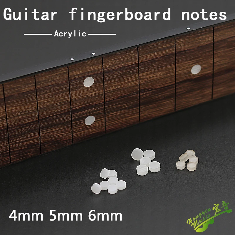 10 개/대 화이트/블랙 아크릴 기타 지판 전면 사운드 포인트 톤 포인트 기타 액세서리 DIY 재료 직경 4/5/6mm