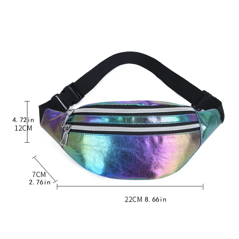 Laser waistpack for running, messenger bag for women, reflective outdoor beach bag, stylish cash bag for men