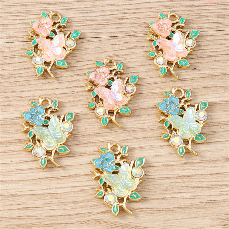 10 Stück 20 x 25 mm niedliche Emaille-Blumenanhänger für die Schmuckherstellung, Ohrringe, Halsketten, Armbänder, DIY-Bastelzubehör – Detail 5