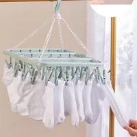 1/3PCS Foldable Drip Hanger with 32 Clips - Plastic Hanging Drying Rack for Clothes Underwear Socks Suitable for Bedroom Balcony 1