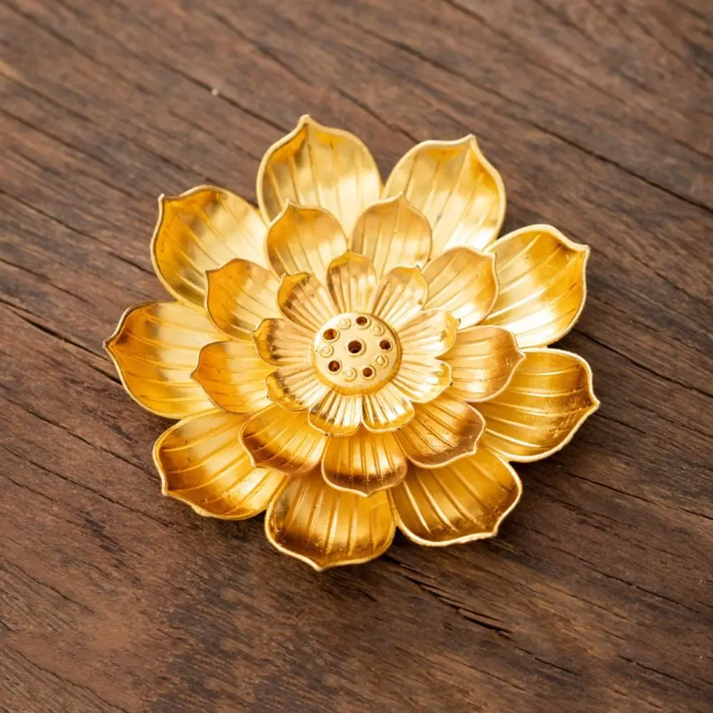 Lotus Design Incense Burner 6 Holes Detachable Ash Catcher Lotus Aromatherapy Stand Vintage 2/3 Layer Incense Stick Holder