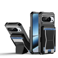 Premium Card Holder Phone Case with Foldable Kickstand and Shockproof PU Leather Design - Google Pixel 7 (Black)
