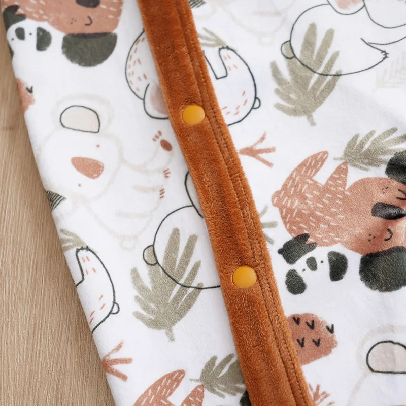 Infant's koala Print 0-18 months Bodysuit Autumn/winter plush and heavy Comfy Long Sleeve Onesie, Baby Boy's Clothing, As Gift 4