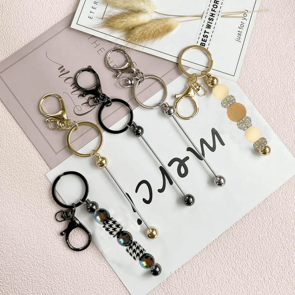Keychain Making Kit - DIY Keyrings,10 Beadable Keychain Rods, 10 Tassels,10 Acrylic Blanks,Charm Keyring Making Kit,Key Ring Bracelet Making Kit