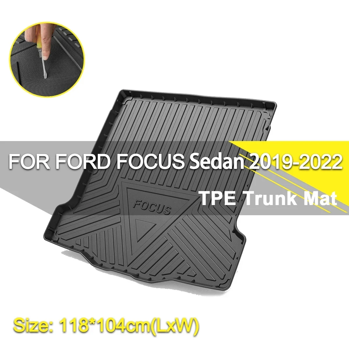 

Car Rear Trunk Cover Mat Waterproof Non-Slip Rubber TPE Cargo Liner Accessories For Ford Focus Sedan 2019-2022
