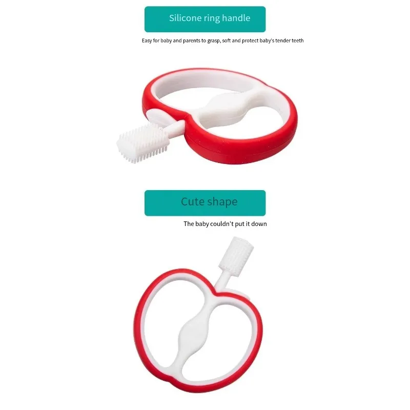 Baby Teether Fruit and Vegetable Bite Le Silicone Teether Stick Baby Kids Cute Apple Shape Silicone Toothbrush