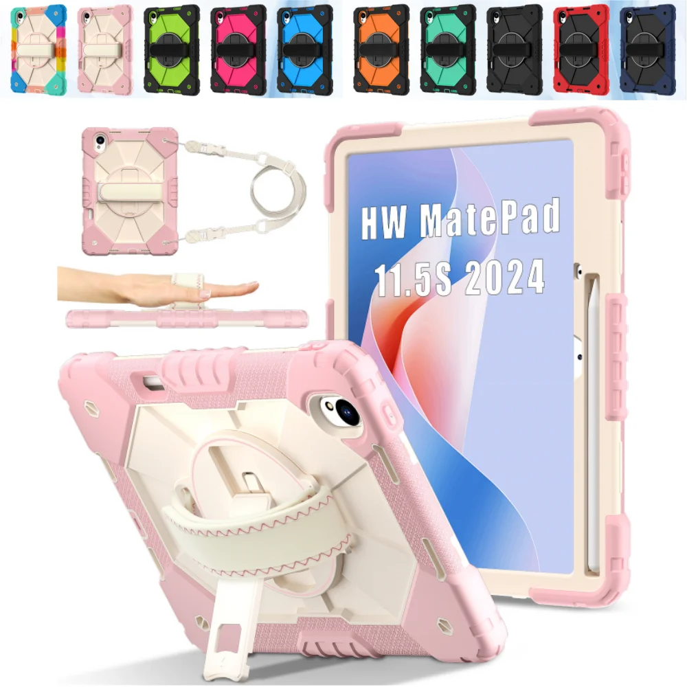 Rugged Protective Tablet Case with Kickstand, Wristband, and Shoulder Straps, 11.5-Inch