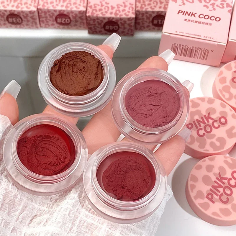 Canned Lip Mud Lip Glaze Lipstick Moisturizer Velvet Matte Mousse Solid Gloss Tint Lasting Makeup Korean Cosmetic with Brush