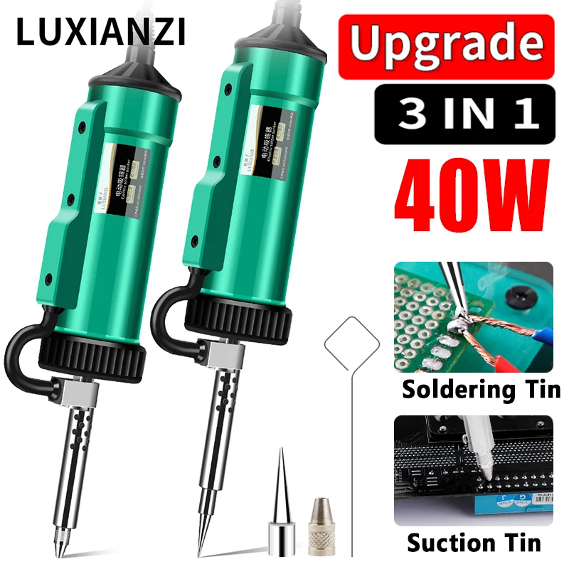 LUXIANZI 40W Desoldering Machine 2IN1 Electric Soldering Iron Suction Tin Sucker Vacuum Gun Hand Welding Tool Desoldering Pump