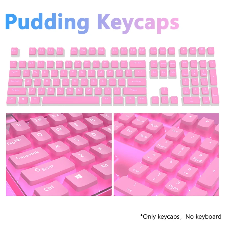 

Pink Cute Pudding PBT Double Shot Keycaps OEM Profile Custom Keycap Set Suit For Mechanical Keyboard Key Cap Suit Button