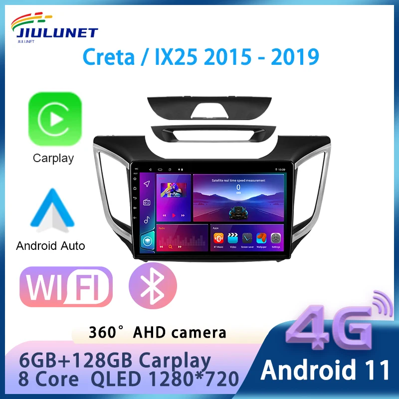

JIULUNET For Hyundai Creta IX25 2015 - 2019 Android 11 head unit Car Radio Multimedia Video Player Navigation GPS Carplay
