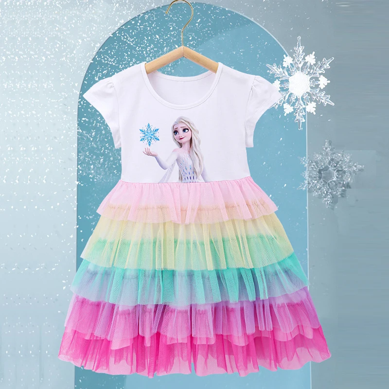 

Girls Clothes 2023 New Summer Princess Dresses Flying Sleeve Kids Dress Frozen Elsa Party Baby Dresses for Children Clothing