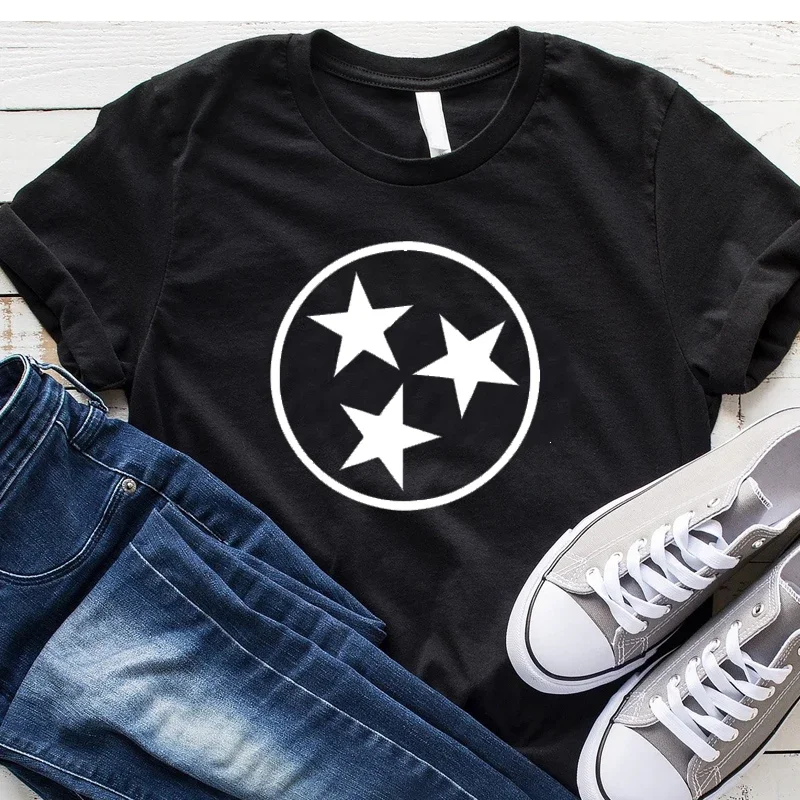 

Tennessee Flag Star Women's Short sleeve 100% Cotton Funny Letter print Graphic O neck Tshirt Drop shipping y2k aesthetic goth