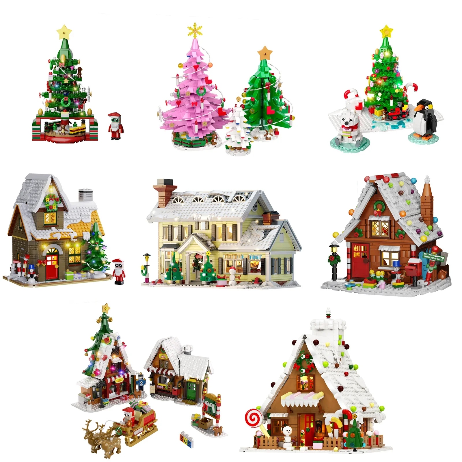 Christmas Snow Village House Christmas Tree Gingerbread House Building ...