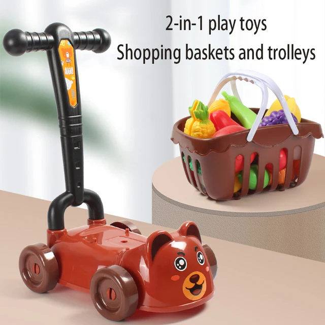 39Pcs/set Children Play House Toys Shopping Cart Trolley Cut Fruit Plastic Vegetable Kitchen Baby Game Kids Pretend Infant Gifts 3