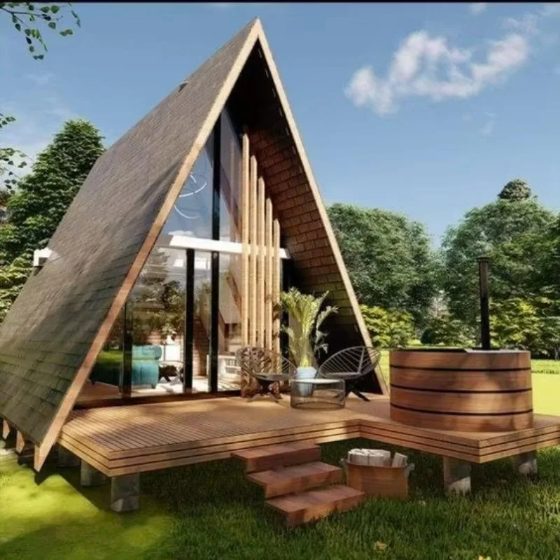 Triangular House Prefab Cabin Modular Steel Frame Villa Tiny Cottage ...