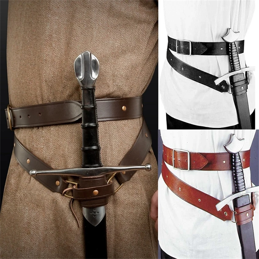 Medieval Waist Belt Sword Holder Men Steampunk Buckle Strap Pirate Viking Knight Cosplay Costume Accessories