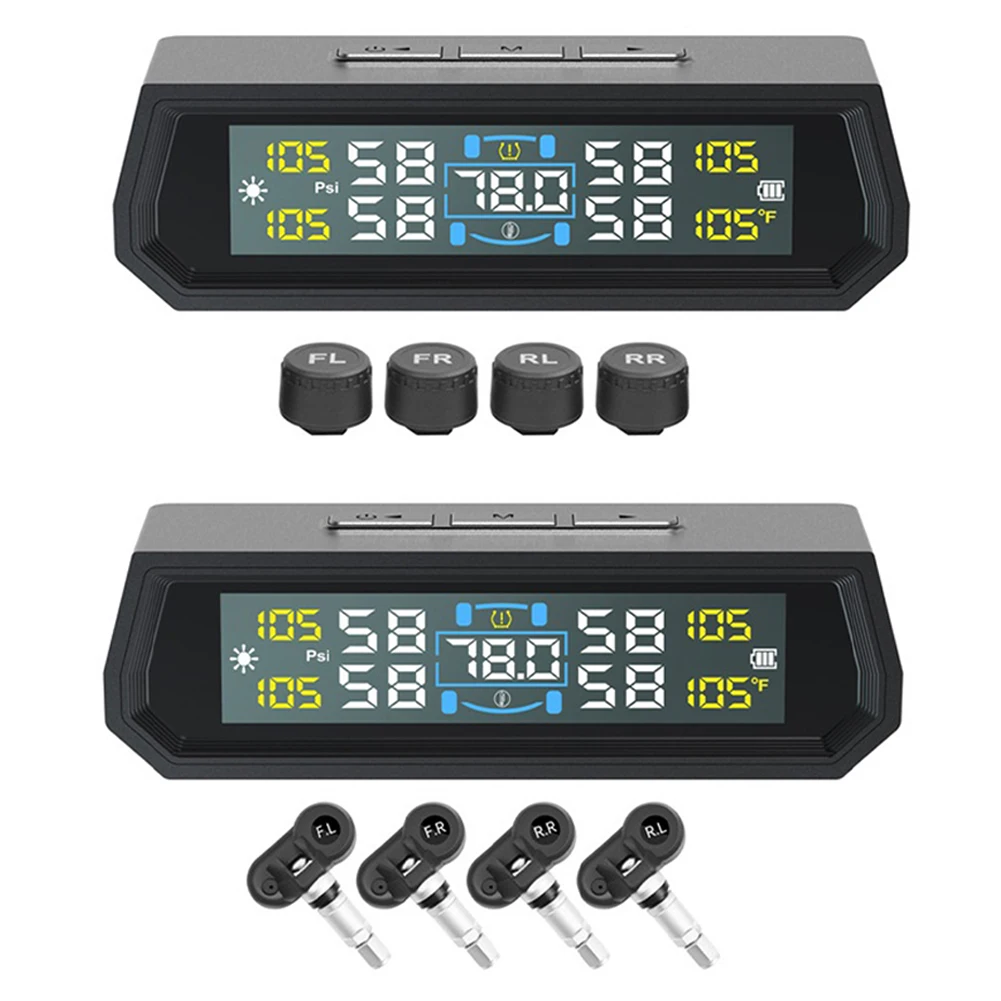 Systemmonitorowaniaciśnieniawoponachzasilanyenergiąsłoneczną/USBz4czujnikamiSystemmonitorowaniaciśnieniawoponachWyświetlaczLCDdosamochodówosobowychRVSUVTruck-AliExpress34