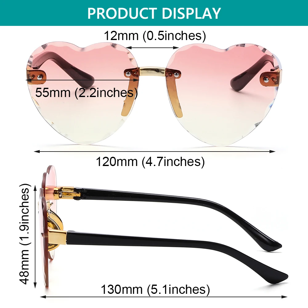 1-8T Kids Heart-shaped Ocean Lenses UV 400 Protection Outdoor Sunglasses for Girls Boys