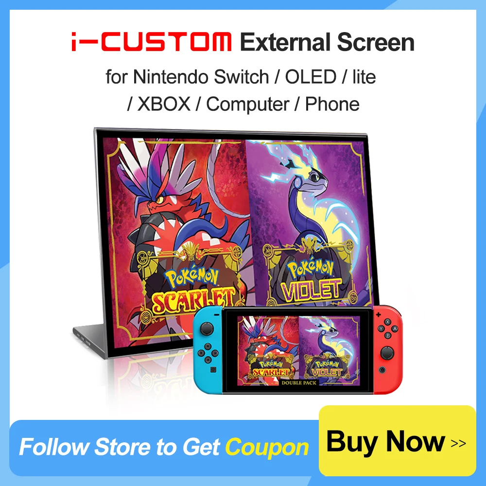 i-15.6'' External Screen Monitor Compatible for Nintendo Switch OLED Xbox PS5 Computer
