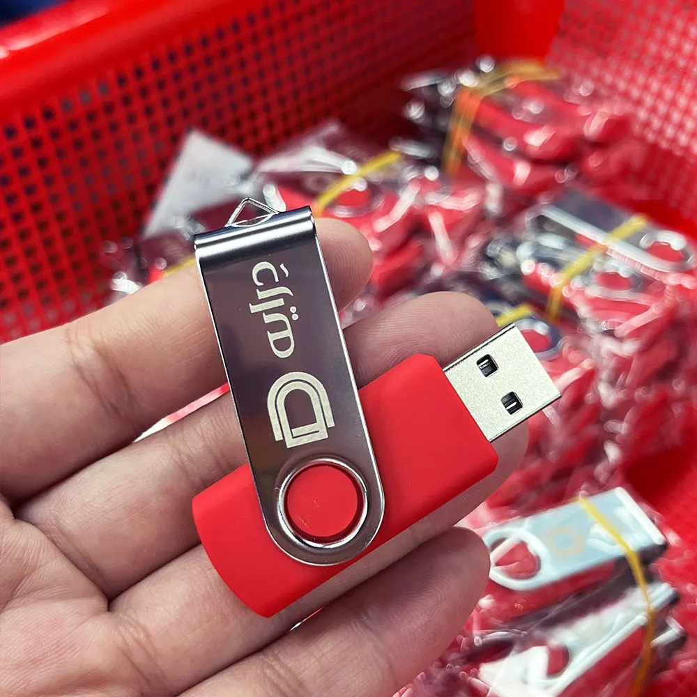 50개 묶음 USB 플래시 드라이브 메모리 스틱 미니 회전식 펜 드라이브 저장 장치 펜드라이브 64GB 무료 맞춤 로고 비즈니스 선물 32GB