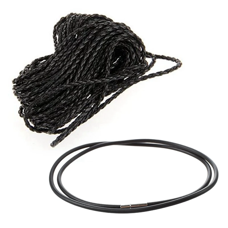 9M Black Braided Leather Necklace Cord String DIY 3Mm HOT With 3Mm Black  Rubber Cord Necklace - 24 Inch - AliExpress