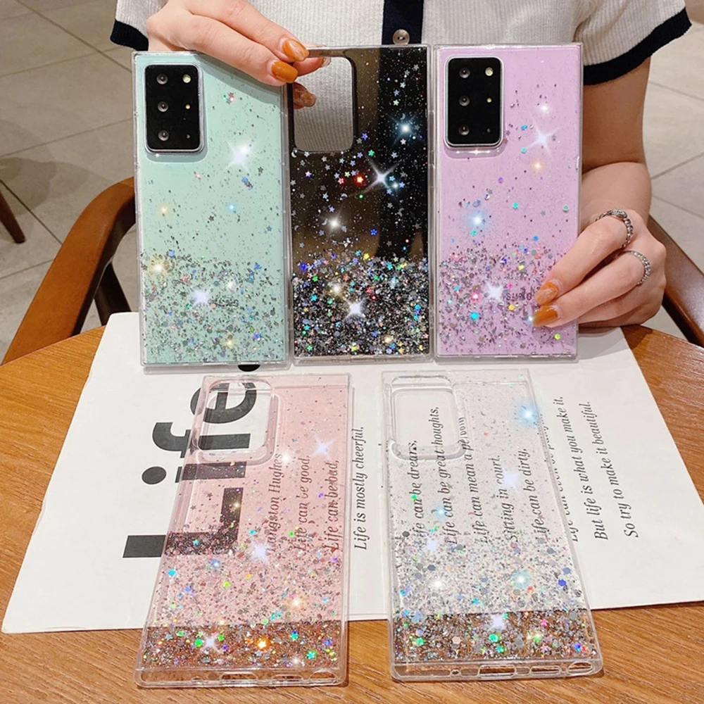 for Oppo Realme 11 10 9 C53 C55 C35 C33 C31 C30 Pro Plus Case Silver Foil Paillette Epoxy Cover Soft Clear Shell Antifall Fundas_voghion.com