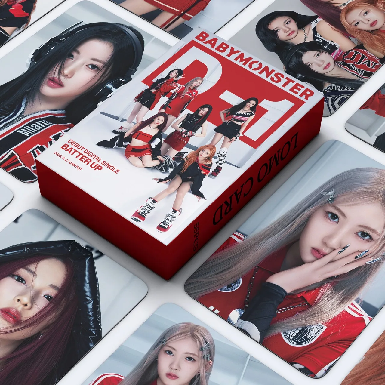 

55Pcs/Set Kpop Idol BABYMONSTER "BATTER UP" High Quality Lomo Card Decoration Collection Postcard HARAM AHYEON RORA ASA RUKA