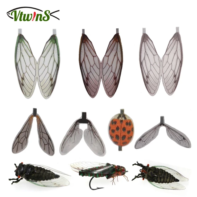 Vtwins 2pcs Realistic Insect Wing Adult Stonefly Wing Non-Adhesive
