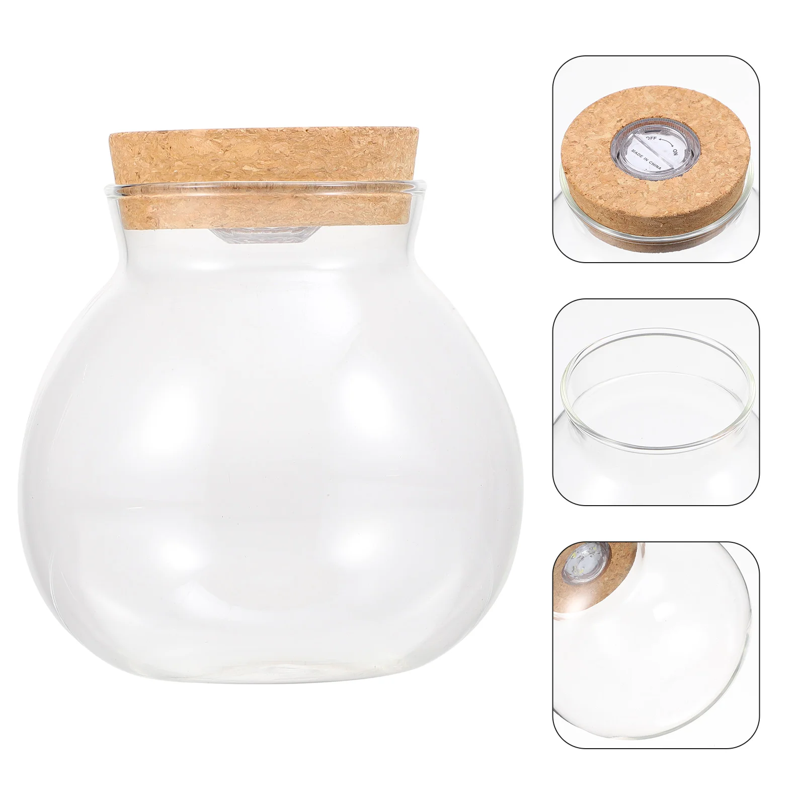 

Micro Landscape Glass Bottle Vase Mouth Ball Moss Vase Hydroponic Terrarium Container Fish Tank Bottle With LED Light