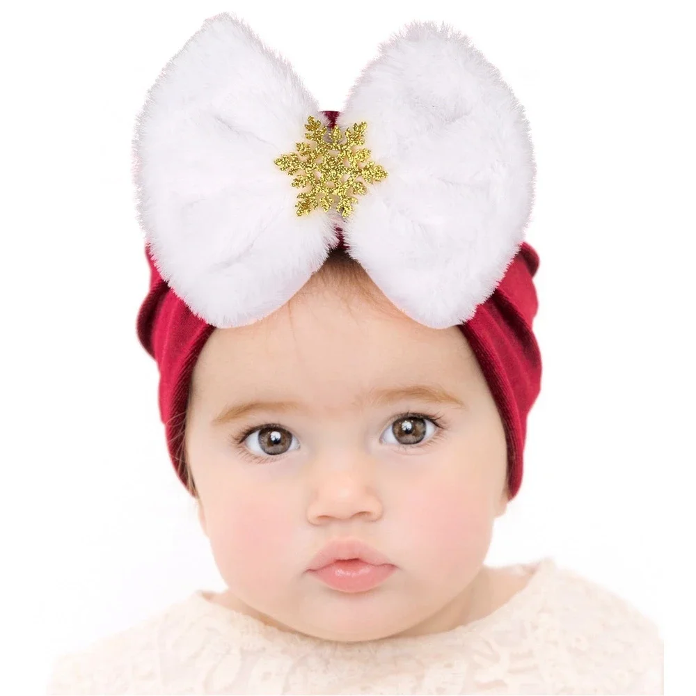 New Bowknot Newborn Infant Velvet Hat Kids Soft Bow Furry Turban