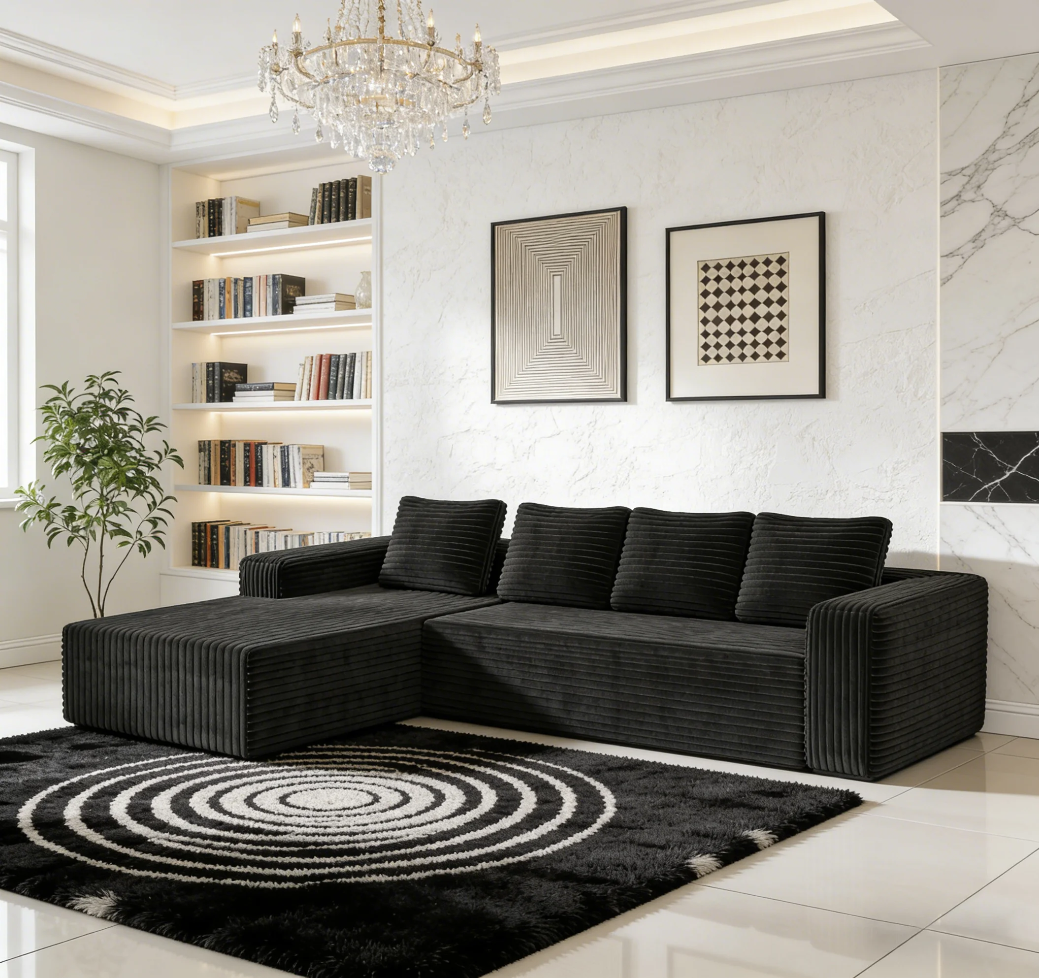 Modulares Sofaset mit Chaiselongue, weichem Cordstoff, hochdichtem Schaumstoff, DIY-Kombination, geeignet für Wohnzimmer, Apartment – Detail 1