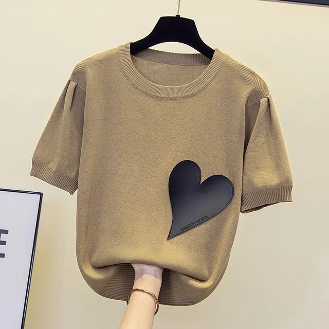 Spring Summer New Fashion Cashmere Sweater Women Knitted Short Sleeve Pullover Women Sweter Loose O-Neck Korean Version Tops 3