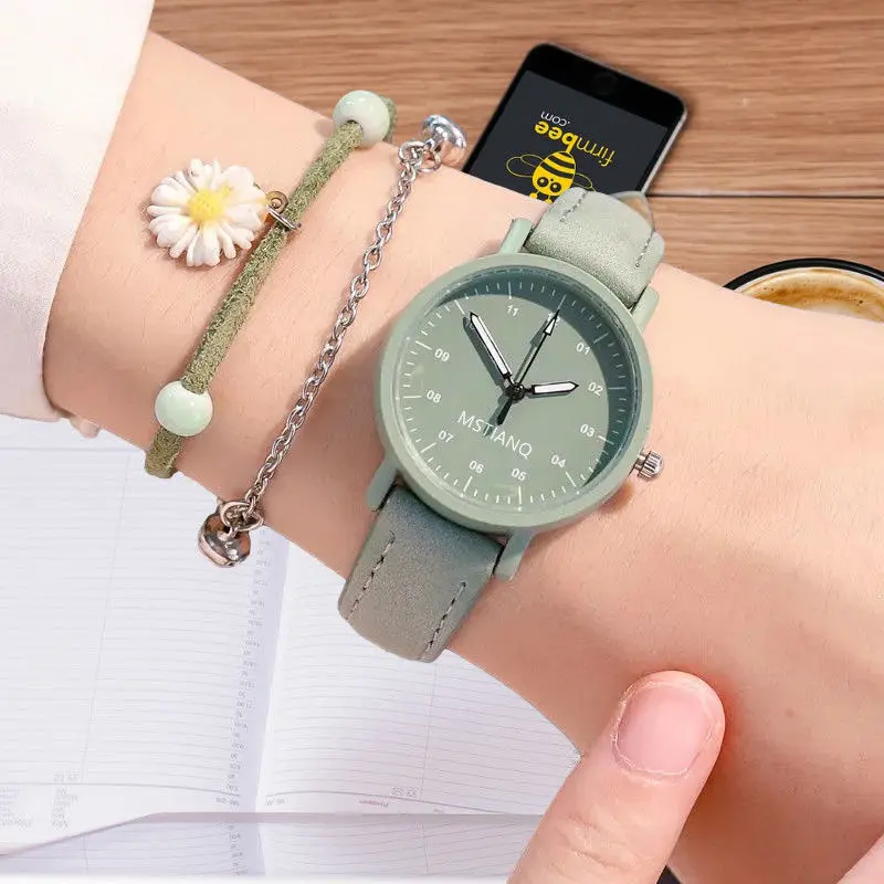 

2023 Women's Watch PU Leather Strap Women Quartz Watches Waterproof Round Dial Retro Bracelet Watch Ladies Girls Wristwatch
