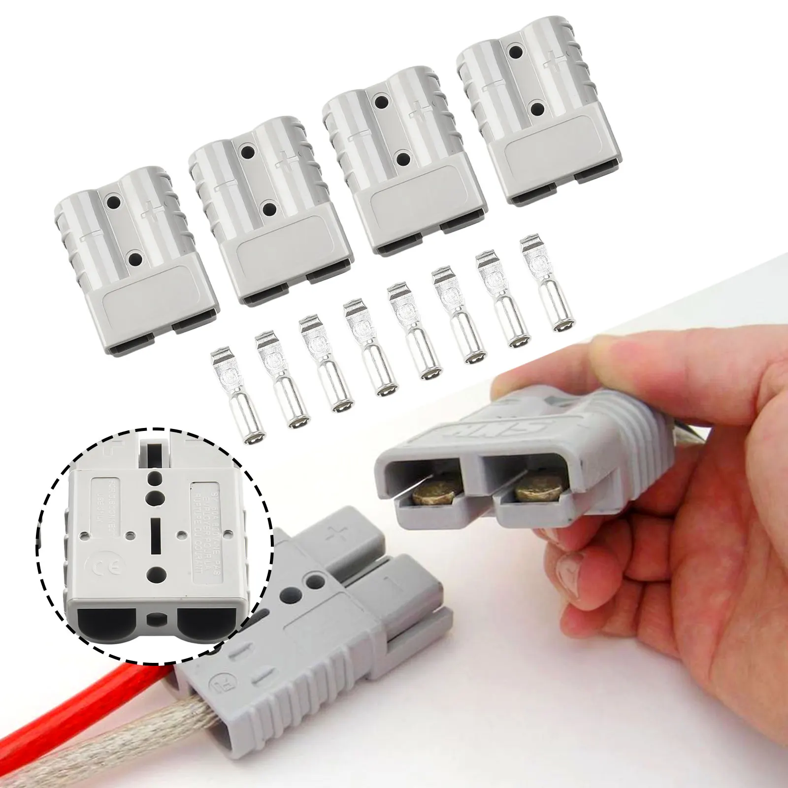 

4pcs 50A 600V Battery Connector For Anderson Cable Terminal Forklift Caravan Motorcycle Motorcycle Battery Charging Adapter