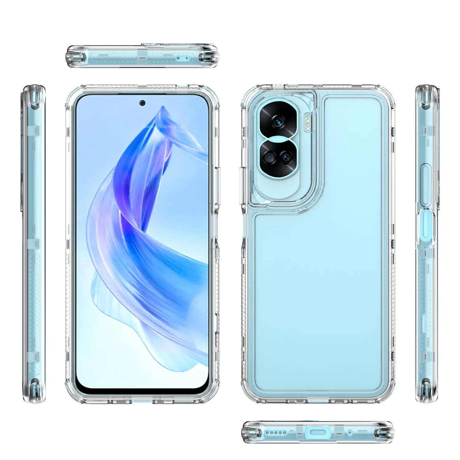 Hybrid Armor Shockproof Phone Case with Hard Plastic Frame and Transparent TPU Back Cover