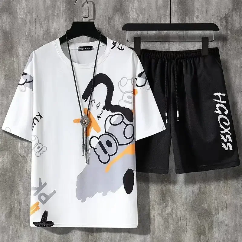 thumbnail image 1 of Conjunto de pantalones cortos para correr para hombre, estampado de alfabeto, jogging, ajuste regular, camiseta para hombre, conjuntos cortos, moda esencial para hombre 2024 XL, 1 of 4
