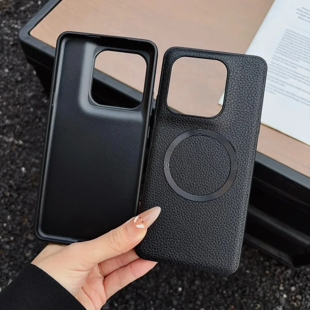 Lychee Grain Magnetic Protective Case - Premium Back Cover