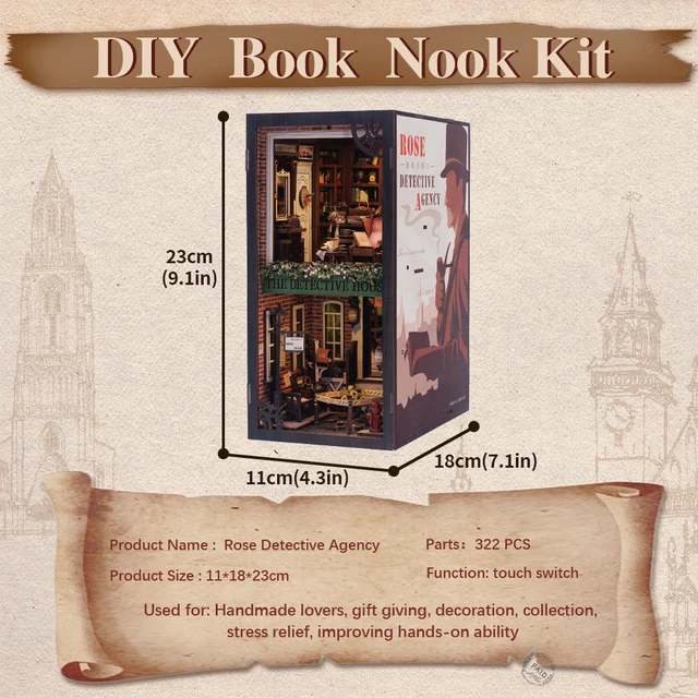  CUTEBEE DIY Book Nook Kit, DIY Dollhouse Booknook Kit Bookshelf  Insert Decor Alley, Bookends Model Build-Creativity Kit with LED  Light(Magic Pharmacist)(Luna's Apartment) : Toys & Games