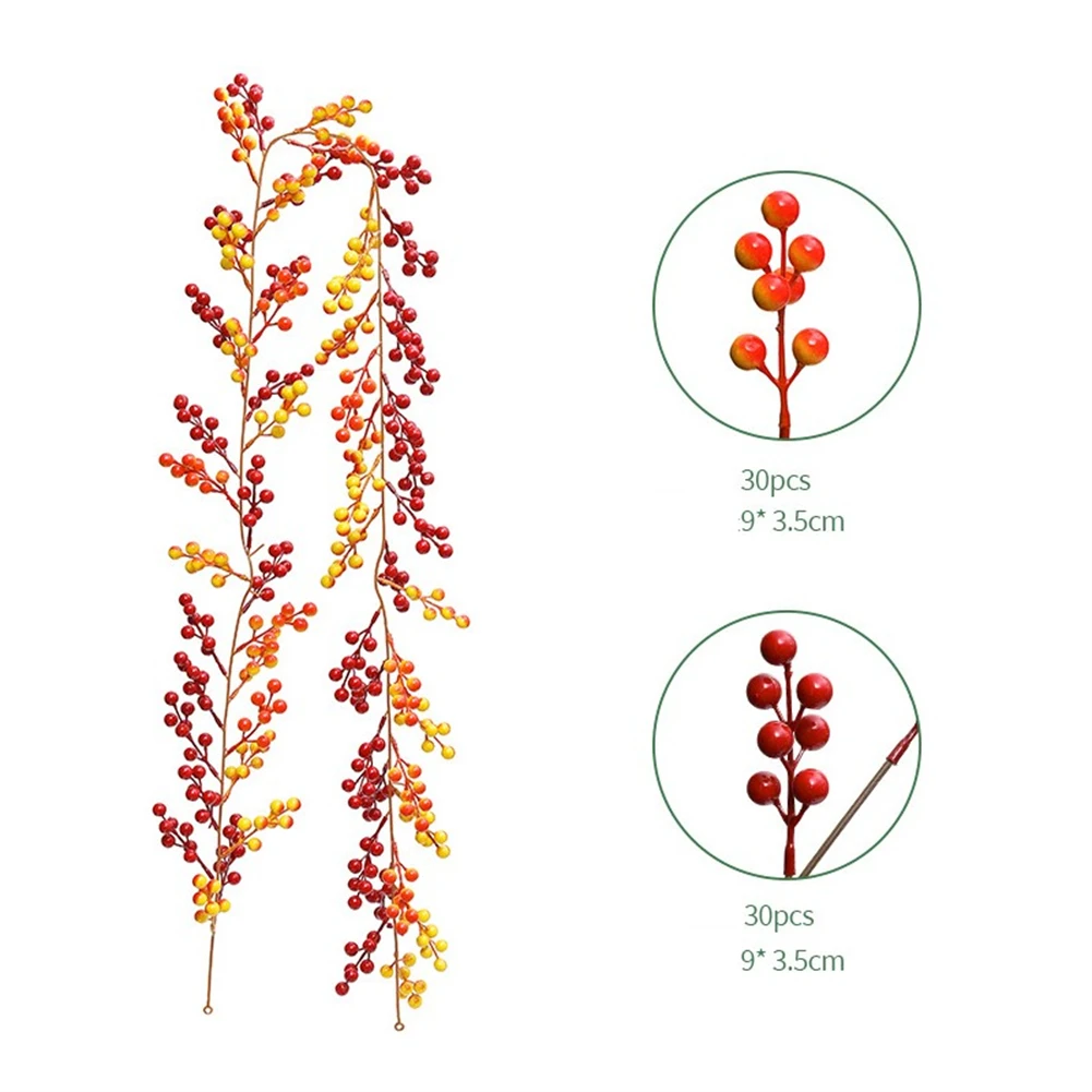 thumbnail image 1 of 185CM Artificial Red Berry Garland Hanging Vines For Christmas Party Decoration For Home Stairs Fire Surround Shop Display, 1 of 5