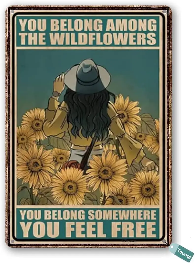 Segno Di Latta Di Halloween Vintage Che Appartieni Tra I Fiori Selvatici Wall Art Home Decor 8X6 Pollici