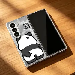Transparent Soft Phone Cover with Funny Panda Design - Galaxy Z Fold4 (Mix01)