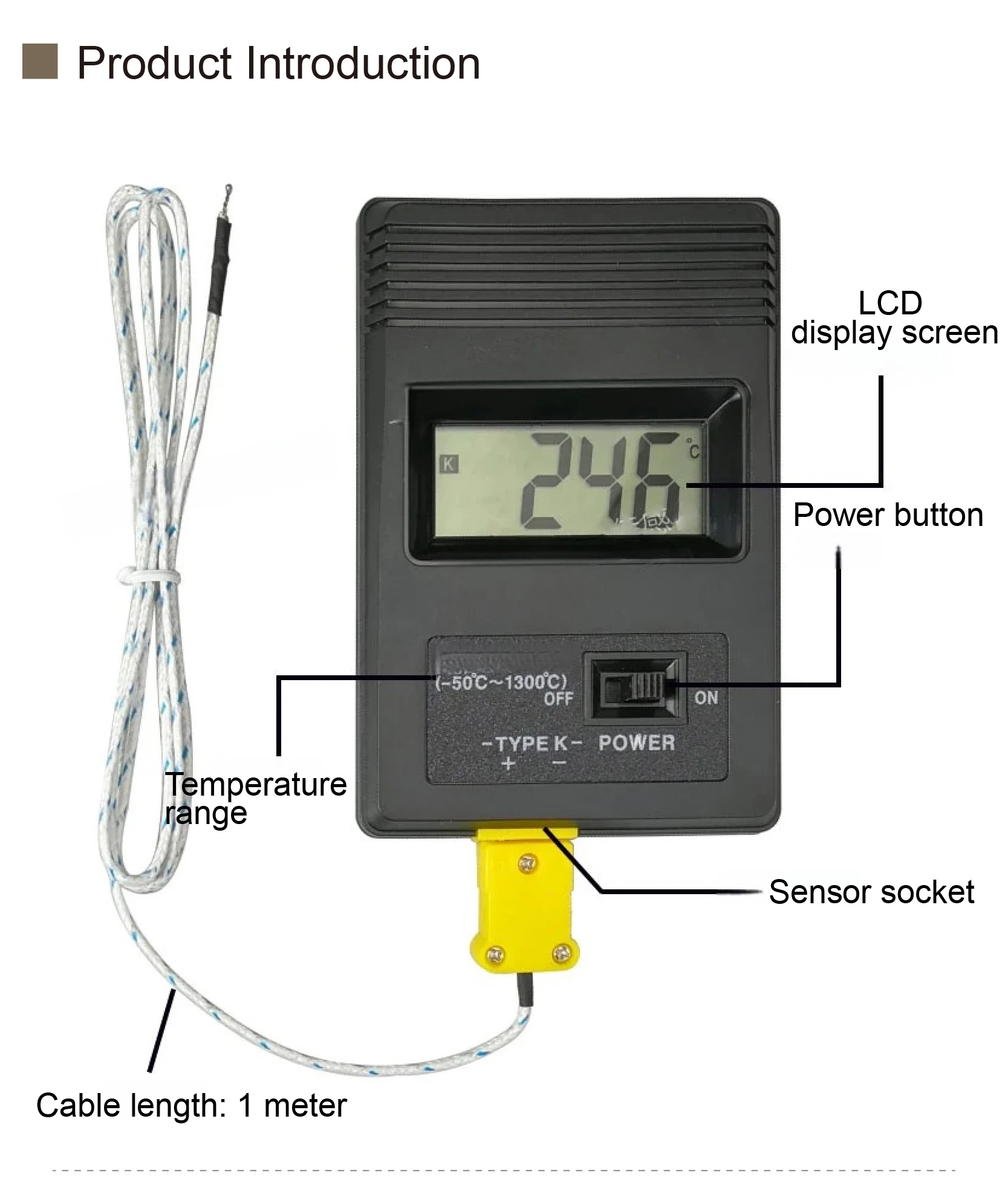 TM902C Handheld Digital Temperature Meter K Type Thermocouple Sensor for Liquid