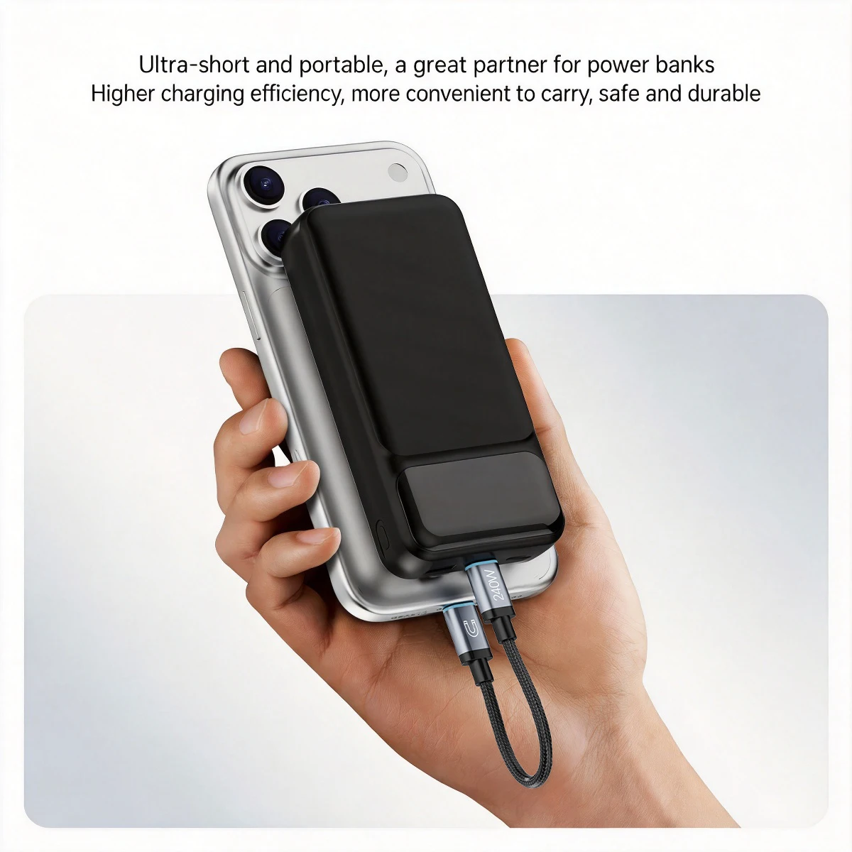 Compact Magnetic 18CM Braided USB-C Fast Charging Cable - 240W Travel Friendly Charger