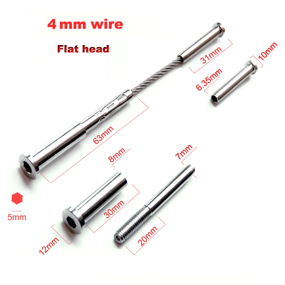 4mm 스테인리스 스틸 316 케이블 난간 키트 (플랫/돔 헤드 텐셔너, 스웨이지 스터드 및 돔 헤드 터미널 포함, 데크 난간용)
