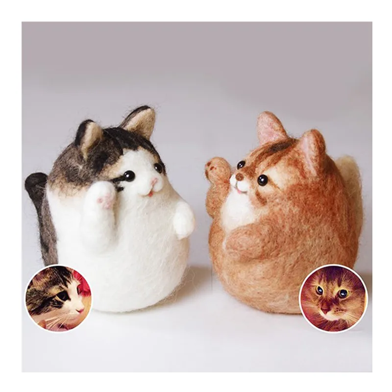 

Fat Cat wool needlepoint kit wool felt needle felting pendant craft needlecraft DIY handmade