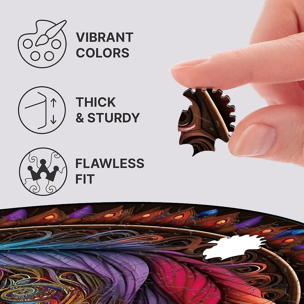Wooden Puzzle Mandala Horse 3D Wood Jigsaw Puzzle Retro Toys Wooden Animal Puzzles Board Game For Adults Kids With Wood Gift Box 4
