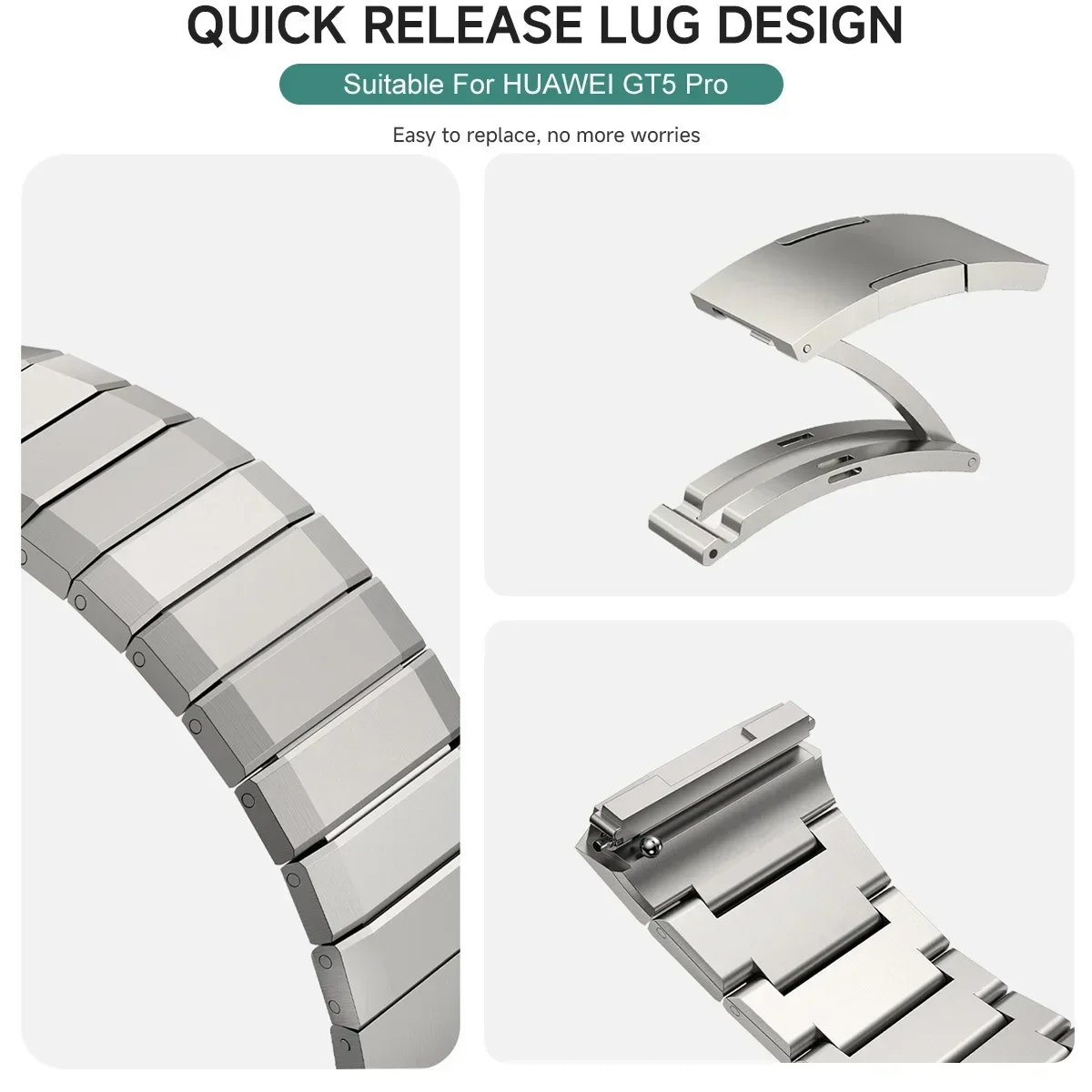 Premium Titanium Strap for Huawei Watch GT: Luxury Quick Link Metal Bracelet