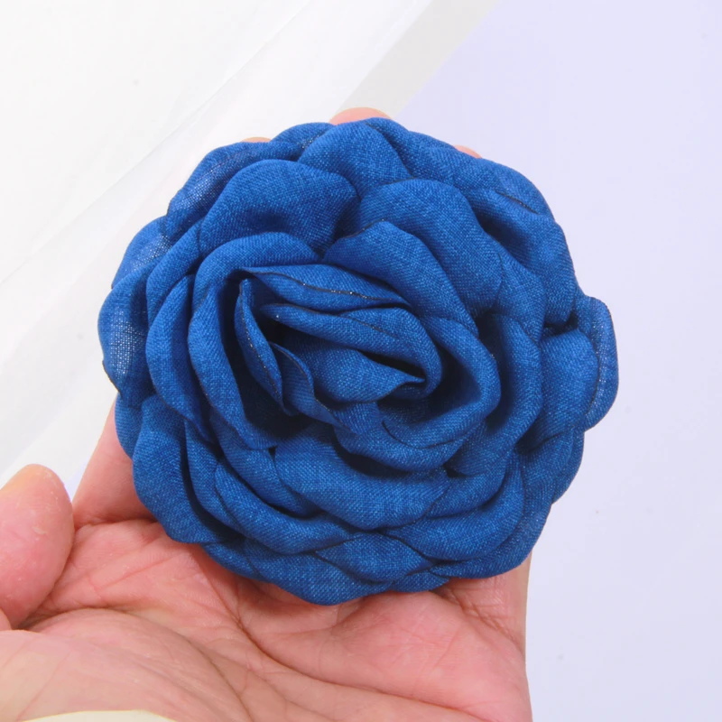 5 Stück 8,8 cm 3,4 Zoll handgefertigte Stoffblumen mit verbrannten Kanten, künstliche Blüten für Hochzeiten, Kopfschmuck, Schuhe, Kleidung, Broschen-Deko, DIY-Zubehör – Detail 20